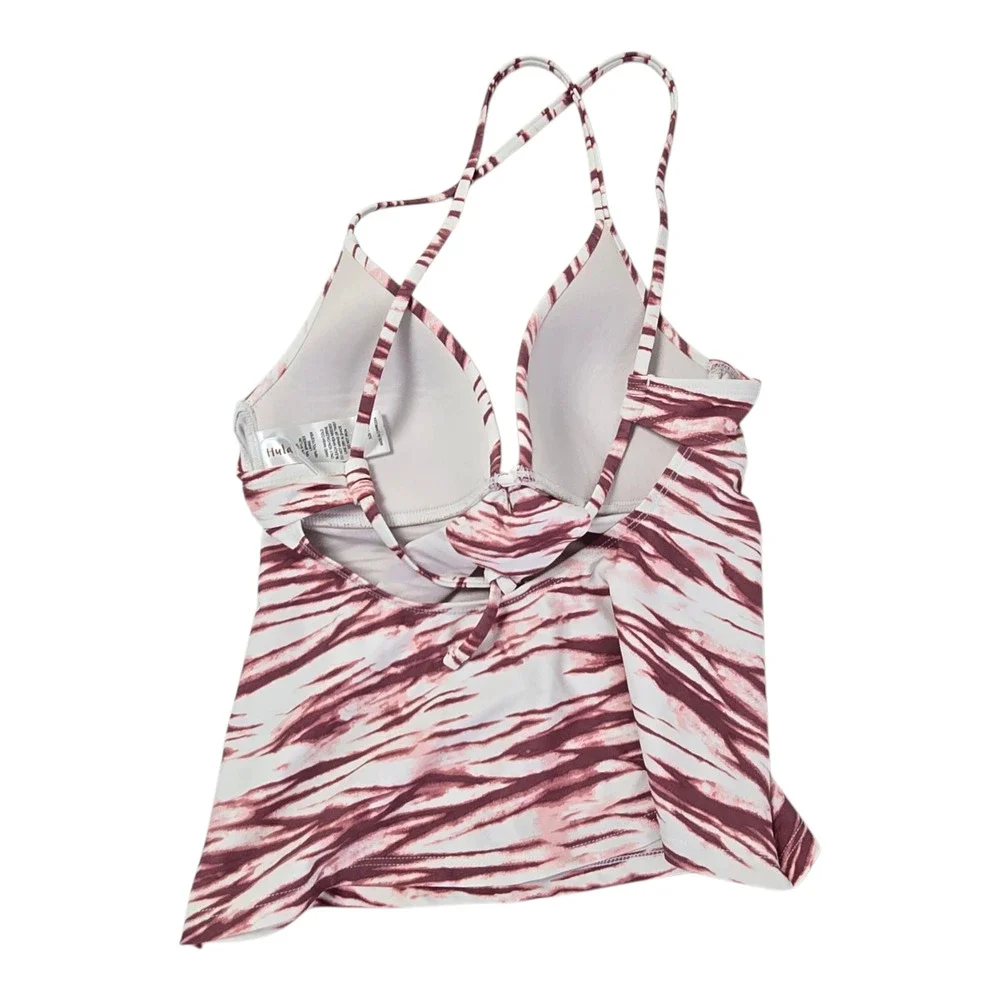 Hula Honey Tankini Top Small White & Chocolate tiger stripes